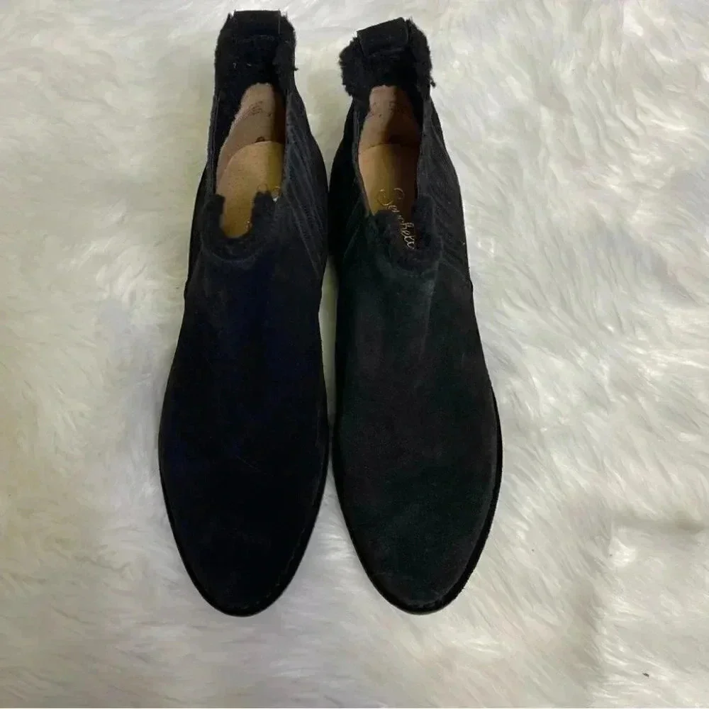 Seychelles Pool Cozy Black Suede Leather Ankle Booties Size 7 Boots